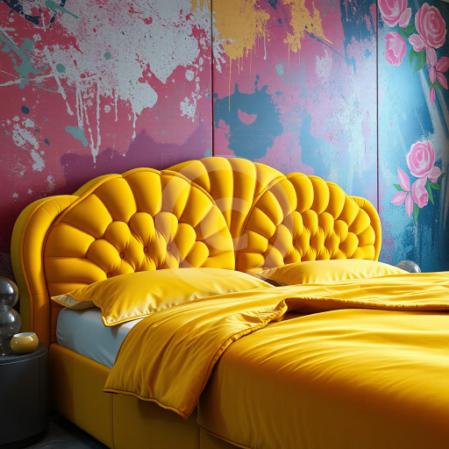Example yellow bed architecture interior